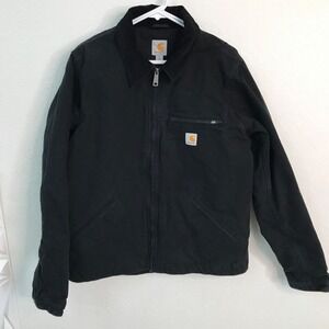 Carhartt Mens Blanket Lined Detroit Jacket Sz Large/Tall Black Zip Front